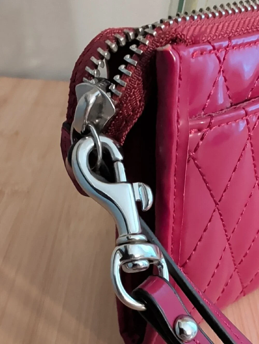 Coach Fuchsia Quilted Leather Wristlet Wallet